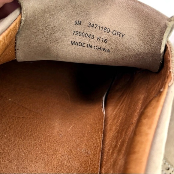 Frye Gemma Keltie sneakers grey nubuck suede fringe buckle wingtip size 9 - Picture 9 of 10